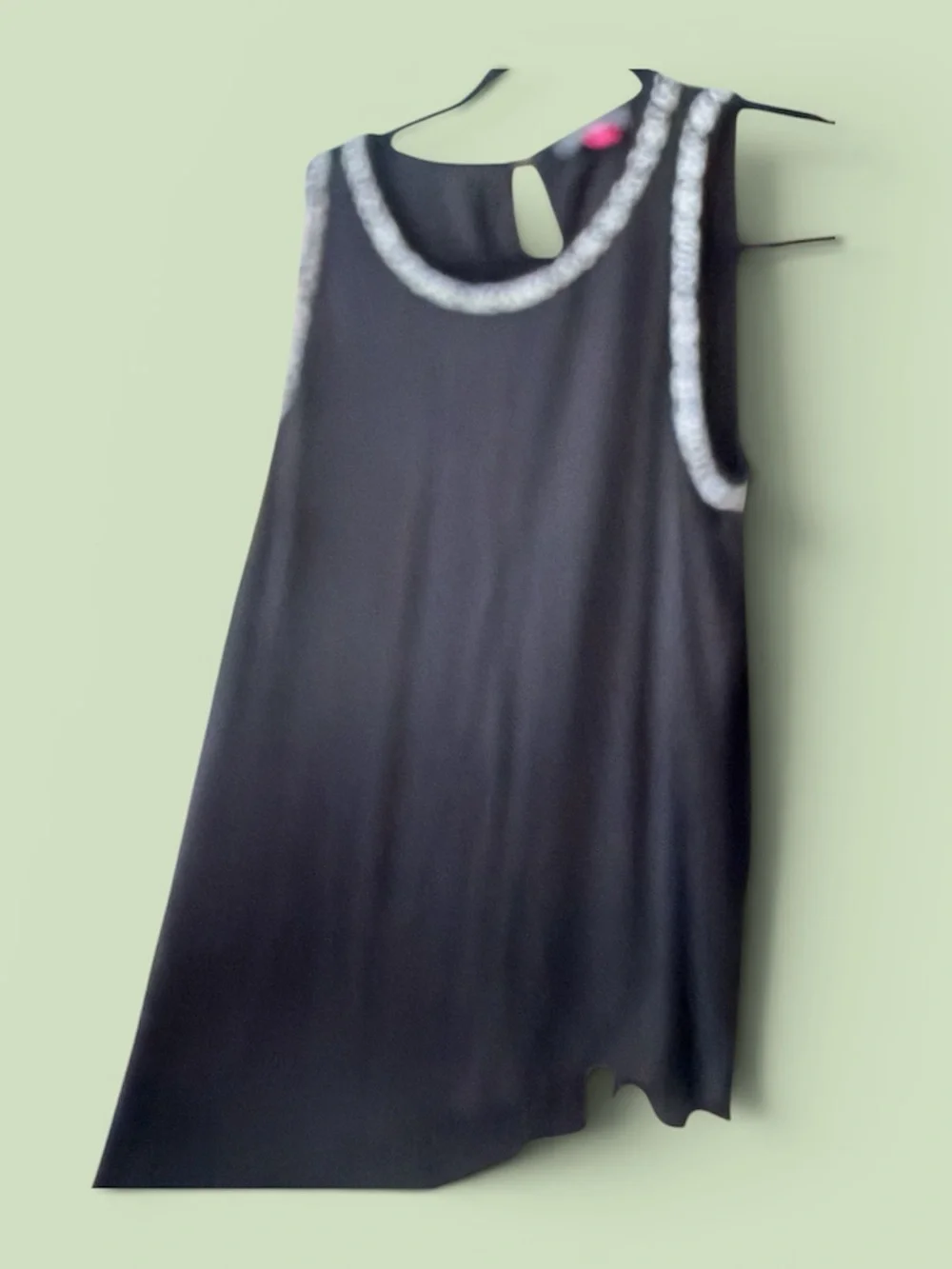 Vince Camuto Black Sleeveless Tank with Silver Bead Trim